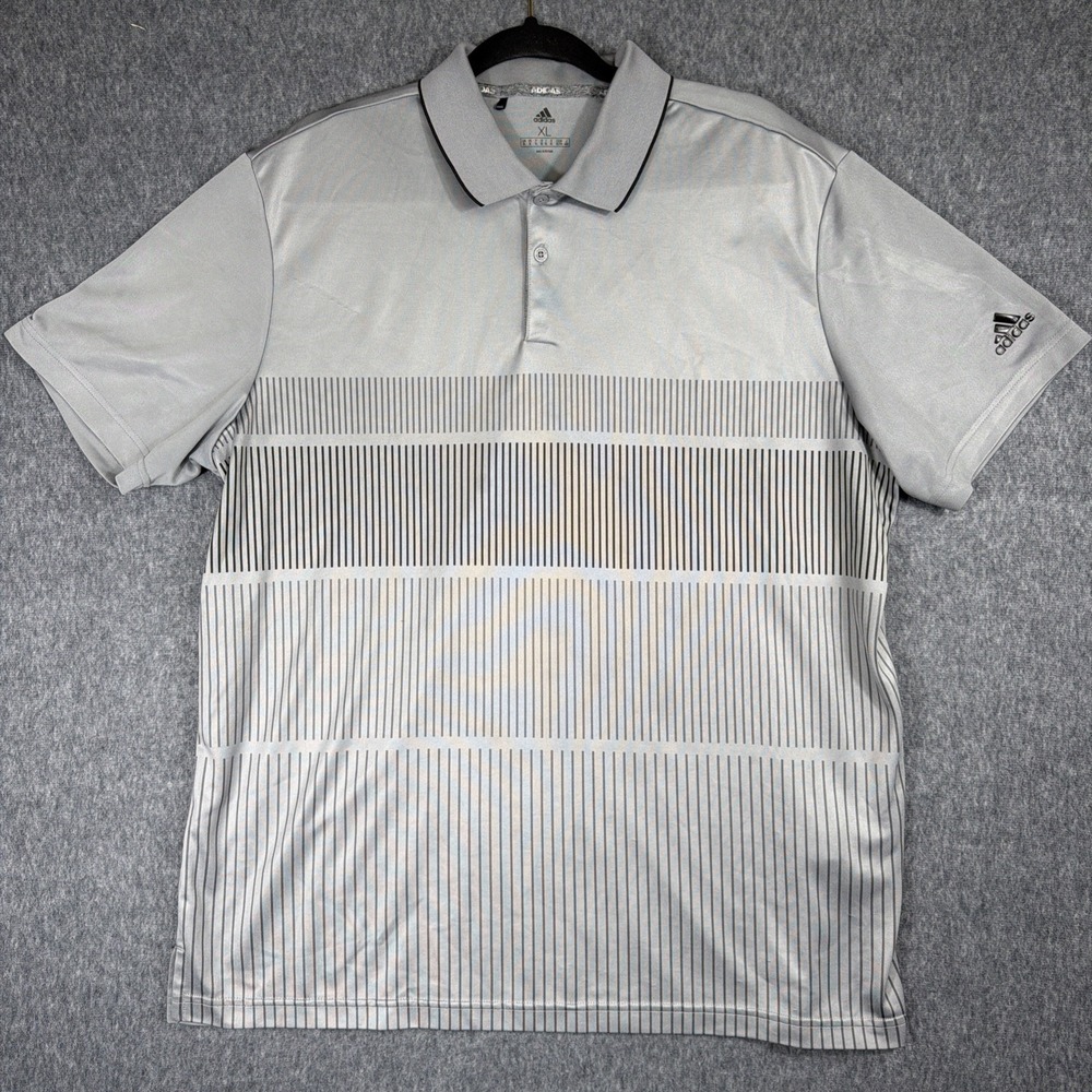 Adidas Golf Polo Shirt Men XL Gray Short Sleeve Preppy